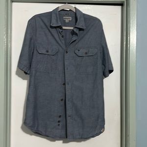 Mens Carhartt Rugged Flex Light Canvas Button Down Shirt Size Medium Light Denim